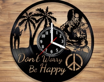 Bob Marley Vinyl Record Wall Clock One Love Jamaica Reggae Music Perfect Art Decorate Home Style UNIQUE GIFT idea for Him Her (12 inches)
