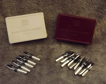 Vintage Set of French Nibs Blanzy-Conte-Gilbert Treraid - Two Boxes with 16 Nibs Reservoir