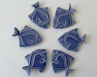 Ceramic knife/chopstick Rests, Hand Made Set of Six, Angelfish