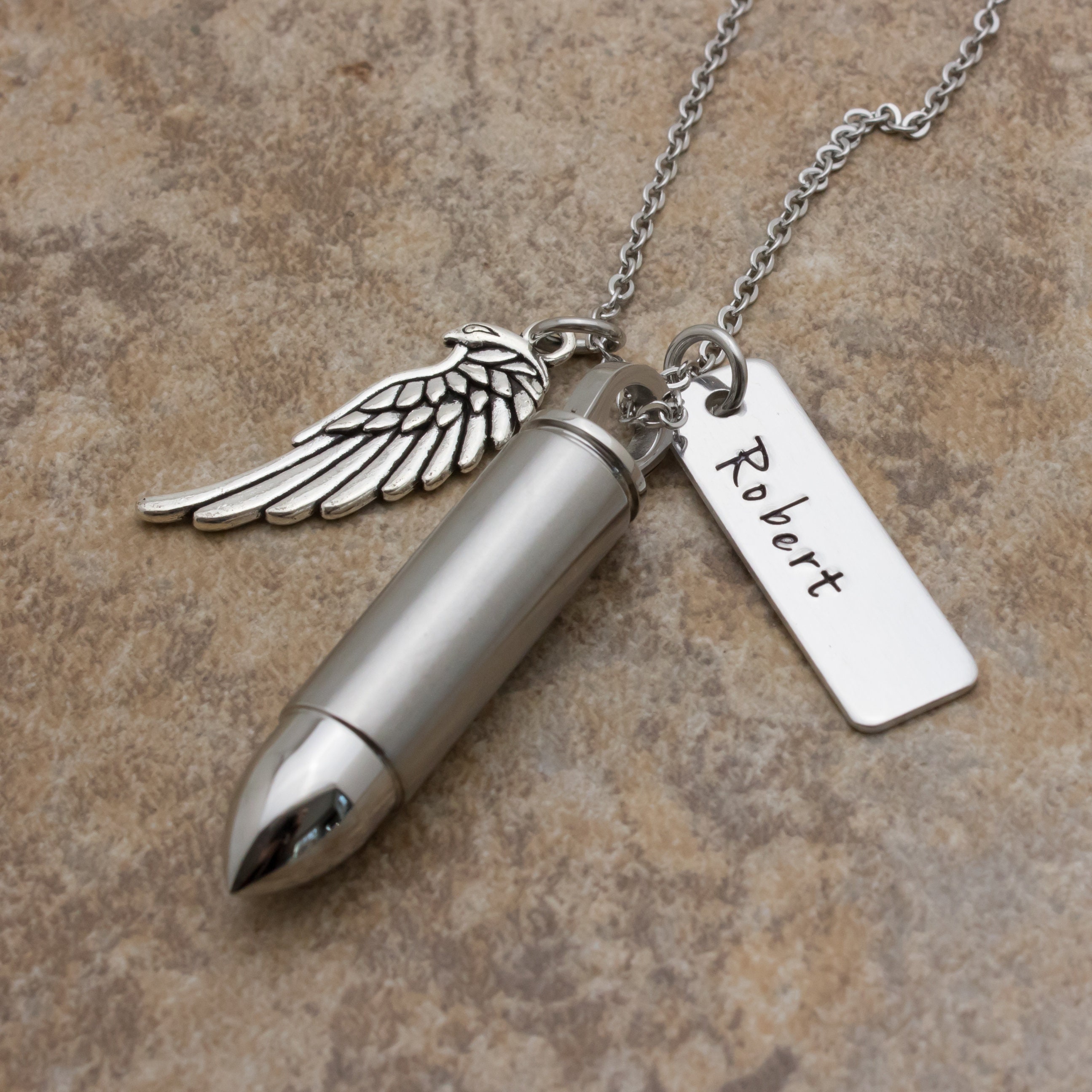 Bullet Urn Necklace Cremation Jewelry Men's Necklace