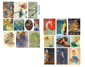 Sea Nymphs Digital Collage Sheets