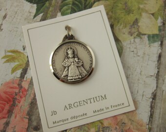 Infant Jesus of Prague Catholic pendant medal signed JB France Chambault vintage