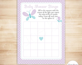 Butterfly Baby Shower Bingo Cards Butterfly Baby Girl Shower
