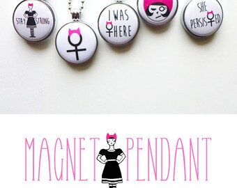 Feminist Necklace, Pussyhat, Unpaid Protester, She Persisted, Resistance Jewelry, Pussy hat necklace