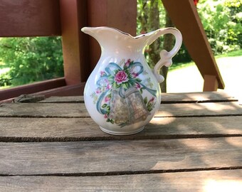 Lefton Hand Painted Anniversary Pitcher - Vintage Lefton China 6529
