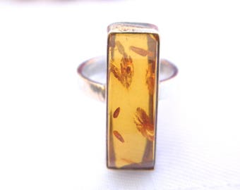 925 sterling silver ring with amber