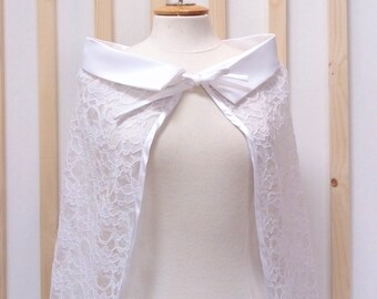 Cape, white cape, cape with white lace, Bridal cape, cape ceremony.