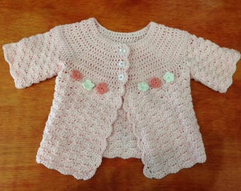 Crocheted Pink Parfait Baby Cardigan