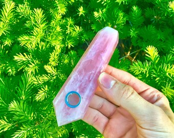 SALE Rose Quartz Pipe, Crystal Pipe, Pink Quartz Pipe, Rose Quartz, Crystal, Rose Quartz Crystal Pipe, Gemstone Pipe