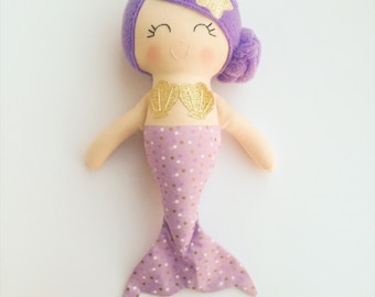 Mermaid doll - fabric doll - purple mermaid - baby gift - girls room decor - girls toy - mermaid - nursery decor - plush mermaid
