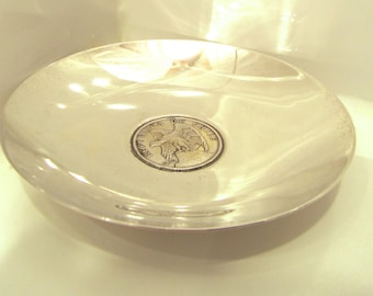 Antique vintage Sterling Silver coin bowl - 1915 Chile 1Peso Coin