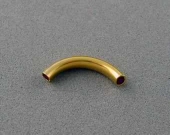 14K Gold Plated Curve Tube Smooth 1 (5 pcs) curved round ball shiny metal. Alternative to solid gold or gold filled (BC081-9408)