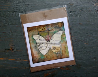 SALE! Butterfly card, Butterfly Art, Whimsical Butterfly, Sale Card, Clearance Card, greeting card, note card, Mixed Media Art