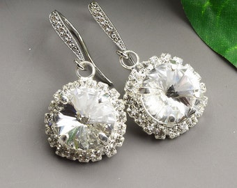 Clear Crystal Wedding Earrings - Swarovski Earrings - Bridesmaid Earrings - Crystal Halo Earrings - Wedding Jewelry - Bridal Earrings