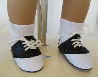 50's Saddle Shoes and Bobby Socks to fit your 18" American Girl Doll in Black and White