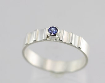 1 Stone w-6 Lines Ring (Sapphire) Made to Order