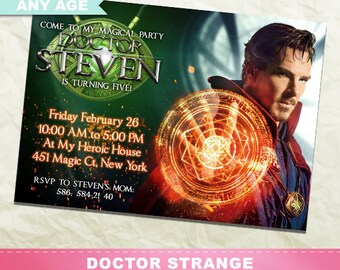 Doctor Strange Invitation, Dr Strange Birthday Party, Superhero Printable Invite, Digital Party Card, Kids Birthday, Any Age, INV-014