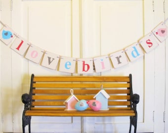 Valentine Decoration "lovebirds" Banner
