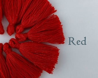 Red Cotton Tassels, 30-35mm, 10/20/50pc, Bulk Tassels, Crimson Red, Jewelry Making Supply, Australia, TS100