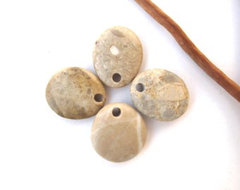 Stone Beads Pebble Beads Mediterranean Natural Beach Stone Beads Top Drilled Rock Pairs Diy Jewelry BEIGE LOT 21-23 mm