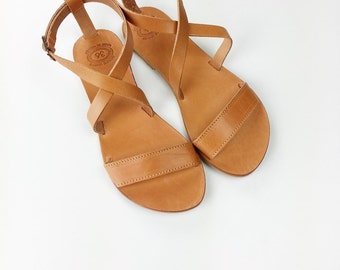 Open Toe Greek Leather Sandals - Women Handmade Greek Sandals