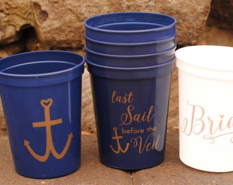 Bachelorette Party Favors - Set Sail Cup Package, Last Sail Before the Veil Bachelorette Party Cups, Nautical Bachelorette Cruise, Ideas