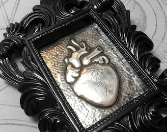 Anatomical Heart : hand embossed anatomical repoussé metal wall art