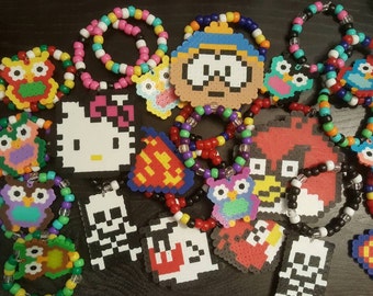 RAVE KANDI! 3 Random Perler Bead Bracelets! Edm - rave- edc - PLUR - kandi
