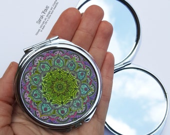 Floral Mandala Compact Pocket Mirror