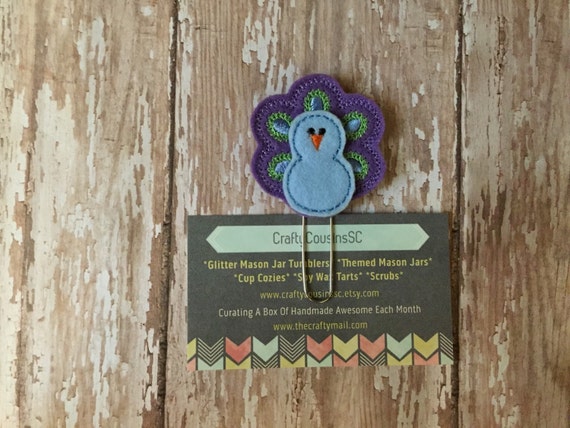 Peacock Paper Clip. Animal planner clip. Bird planner clip.