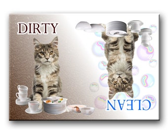 Maine Coon Cat Clean Dirty Dishwasher Magnet No 4
