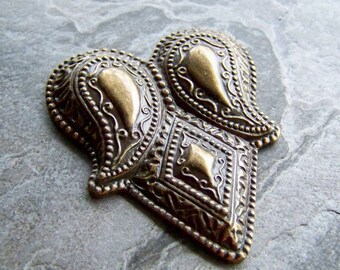 Paisley Cabochon, Lucite Cabochon, Large Cabochon, Vintage Cabochon, Unique, Ethnic, Ornate, Exotic, Antiqued Bronze, Statement, 1 Piece