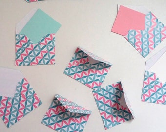 Set of small envelopes rosasses pink and blue