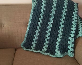 Teal and Aqua Granny Stripe Blanket