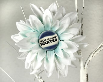 Arch Nemesis Wanted Flower Hair Clip in White and Blue