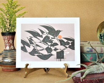 Charley Harper Art,Vintage Starling Bird Print,Vintage Prints,MCM Art print,Bird Ephemera Prints,Charles Harper Art,Charlie Harper art print