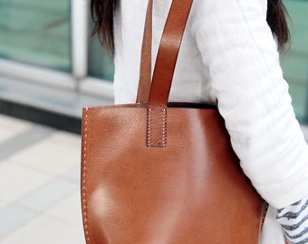 Hand Stitched Leather Tote Bag