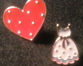 Sweet heart dress and heart lapel pin, FREE SHIPPING