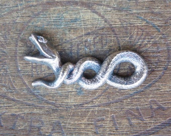Vintage French Brass Stamping/Antique Style/Twisting Serpent/Snake/Fierce/French Findings