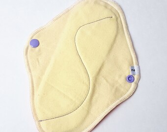 8 Inch Cloth Pad - Regular Flow - Soft Yellow Printed Flannel FREE Shipping