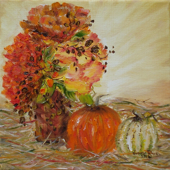 Oil Painting Pumpkin Pumpkins Paintings Gourd Still Life Farm