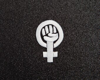 Feminist Patch - Made with Vegan Iron-On Adhesive - Embroidery Sewing DIY Customise Denim Cotton Riot Grrrl Feminism Anti-Sexism