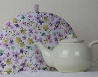 Large Tea Cosy Cozy. Brand New Made in England. Butterflies and Dragonflies cotton print Fabric.