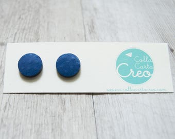 Embossed blue paper lobe earrings, ecofriendly, handmade