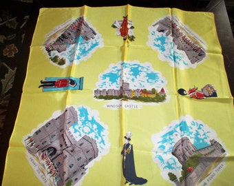 1970's London Souvenir Tourist Scarf Important Events And Places 28 '' Square