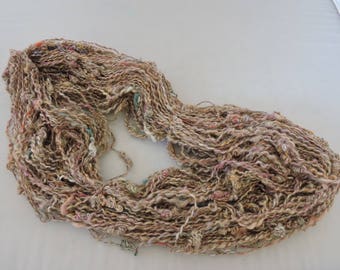 Handspun Art Yarn With Knots Saori Kid Mohair Merino Chocolate 18-19
