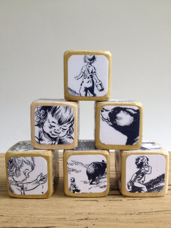 Blueberries for Sal // Childrens Book Blocks // Natural Wood