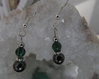 Malachite and Hematite earrings