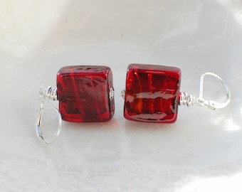 Murano Square Glass Earrings