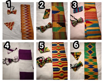 Bow tie, handkerchief and kente stole